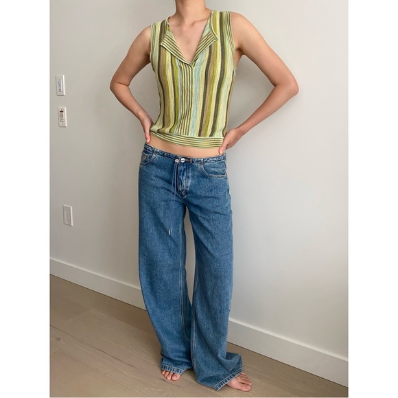 Vintage Missoni mercerized knit striped vest tank top green - Picture 2 of 10